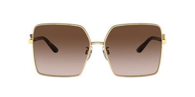 Dolce & Gabbana Dg2279 Square-frame Metal Sunglasses In Gradient Brown