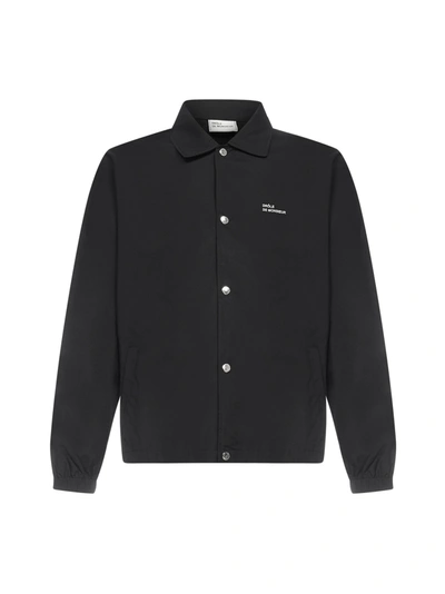 Shop Drôle De Monsieur Logo Embroidered Buttoned Jacket In Black