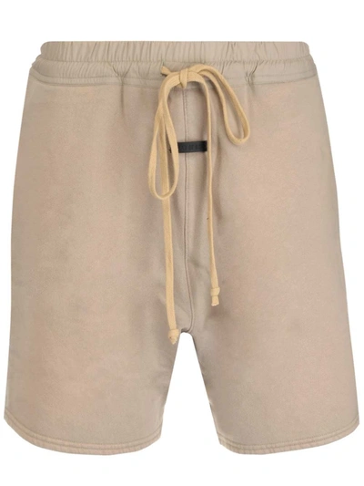 Shop Fear Of God Logo Patch Track Shorts In Beige