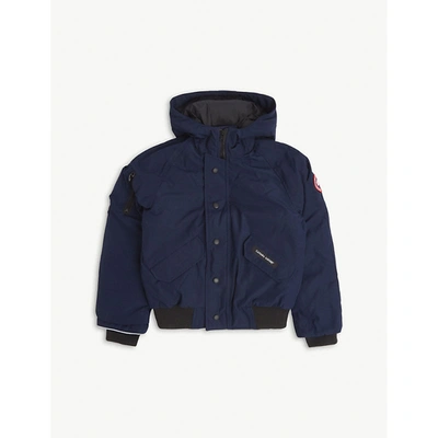 Shop Canada Goose Boys Atlantic Navy Kids Rundle Hooded Shell-down Bomber Jacket 7-16 Years