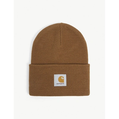 Shop Carhartt Mens Hamilton Brown Acrylic Watch Brand-patch Knitted Beanie Hat