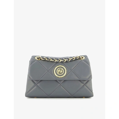 Shop Dune Duchess Small Quilted Leather Cross-body Bag In Grey-leather