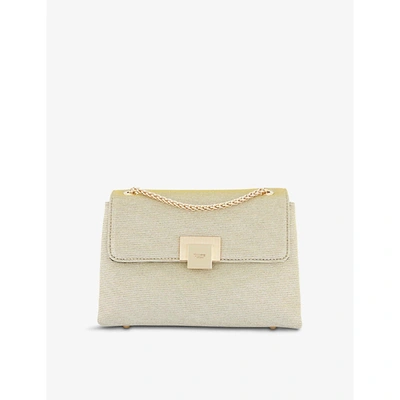 Shop Dune Women's Gold-metallic Fabric Bondi Mini Raffia Shoulder Bag