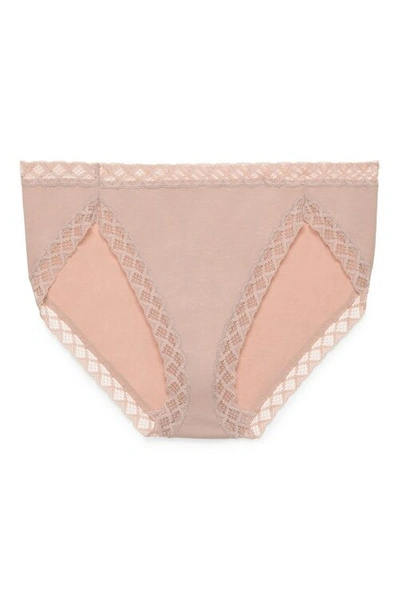 Shop Natori Bliss French Cut Brief Panty Underwear With Lace Trim In Rose