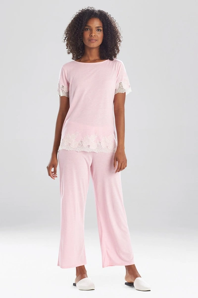 Shop Natori Luxe Shangri-la Short Sleeve Pajamas Set In Rose