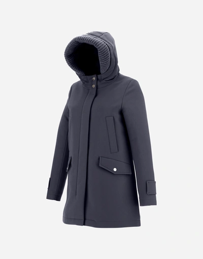 Shop Herno City Glamour A-shape With Knit Hood Edge In #n/a