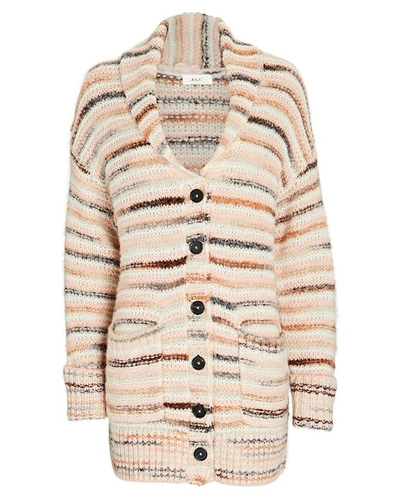 Shop A.l.c Striped Wool-blend Cardigan In Multi