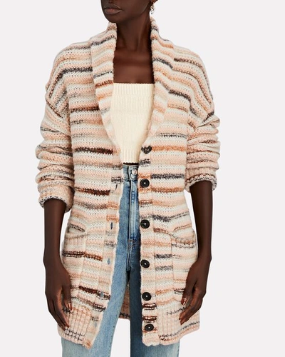 Shop A.l.c Striped Wool-blend Cardigan In Multi