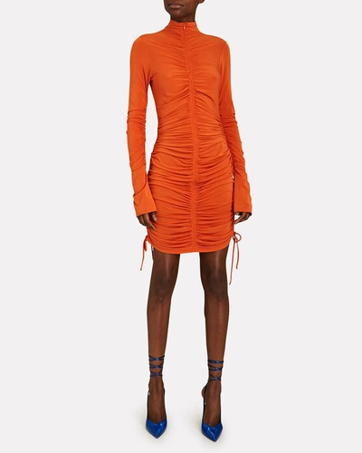 Shop A.l.c Nolan Ruched Mini Dress In Orange