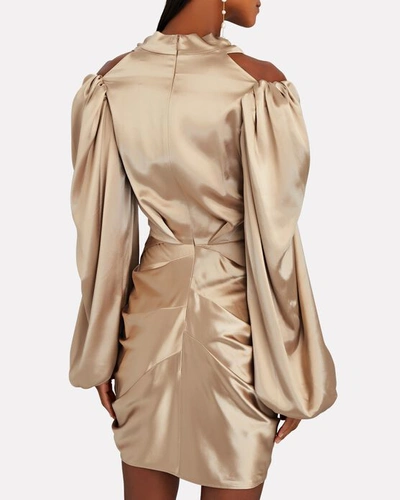 Shop Acler Jefferson Draped Satin Mini Dress In Gold