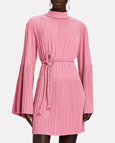 Shop A.l.c Tressa Belted Plissé Mini Dress In Pink