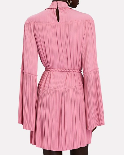 Shop A.l.c Tressa Belted Plissé Mini Dress In Pink