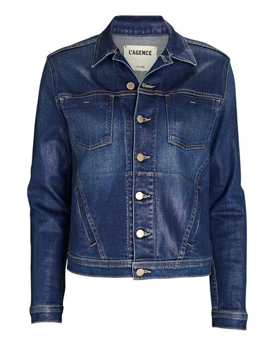Shop L Agence Janelle Coated Denim Jacket In Fremont