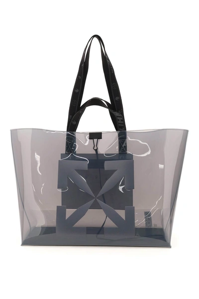 Off-white Pvc Tote Bag With Logo In Grey | ModeSens