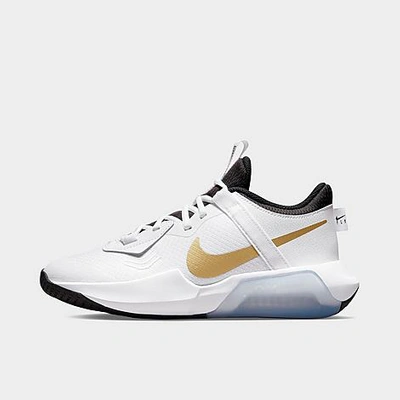 Shop Nike Big Kids' Air Zoom Crossover Basketball Shoes In White/metallic Gold/black