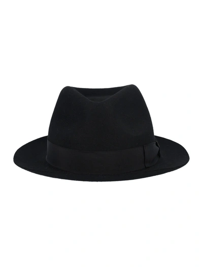 Shop Borsalino Fedora Hat In Black + Black