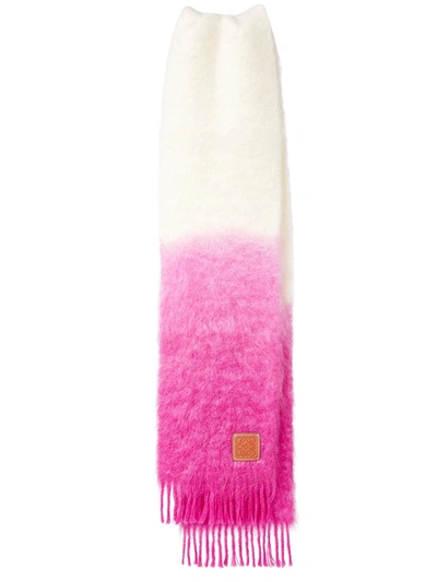 Shop Loewe Dip Dye Wool And Mohair Scarf In Pink