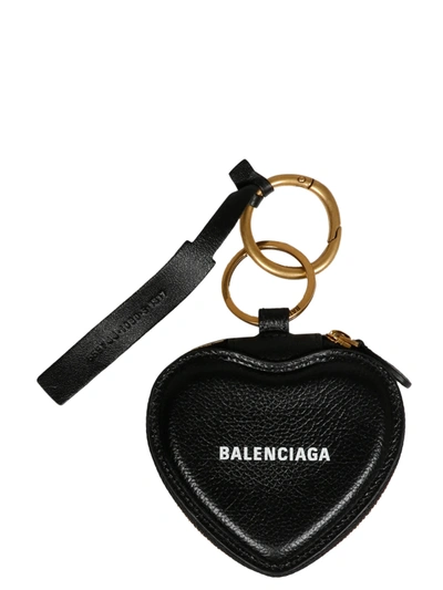 Shop Balenciaga Cash Heart Mirror Case In Black