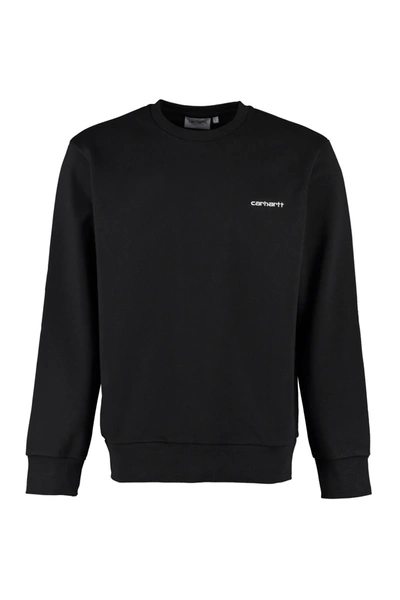 Shop Carhartt Logo Detail Cotton Sweatshirt In Black