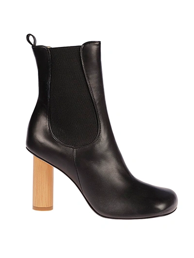 Shop A.w.a.k.e. Round Toe High Heel Ankle Boot 95mm Wooden Heel In Black