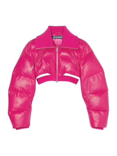 Shop Jacquemus La Doudoune Pralù Cropped Puffer Jacket Pink