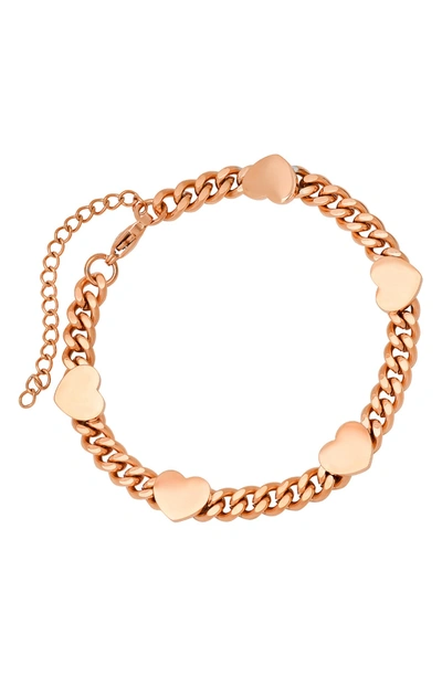 Hmy Jewelry 18k Rose Gold Plated Stainless Steel Heart Bracelet In Rose