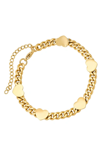 Shop Hmy Jewelry 18k Yellow Gold Plated Stainless Steel Heart Station Curb Chain Bracelet