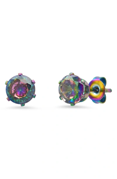 Shop Hmy Jewelry Unisex Multicolor Ip Stainless Steel Simulated Diamond Stud Earrings