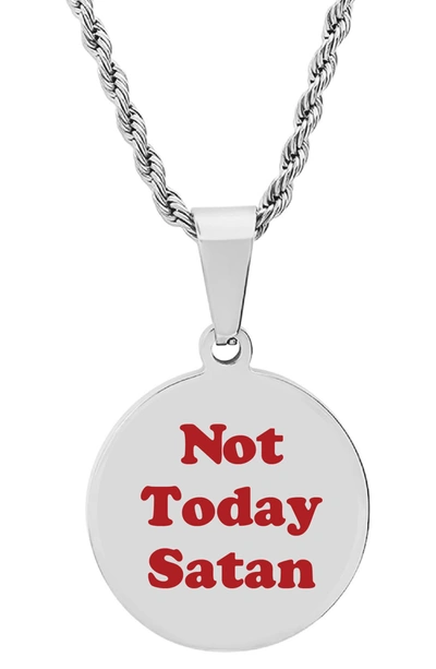 Shop Hmy Jewelry Stainless Steel Not Today Satan Pendant Necklace In Metallic