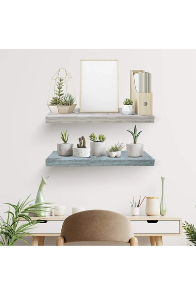 Sorbus Blue White Floating Rectangle Wall Shelf In White - Green