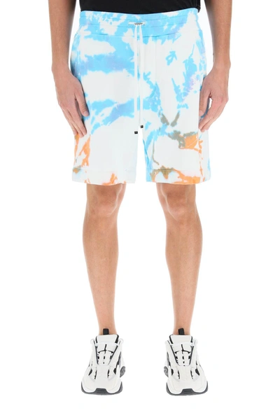 Shop Amiri Tie-dye Shorts With Core Logo In Mixed Colours