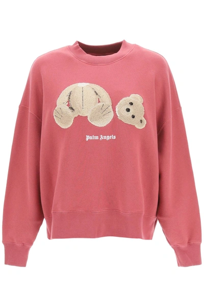 Shop Palm Angels Bear Patch Oversized Sweatshirt In Pink