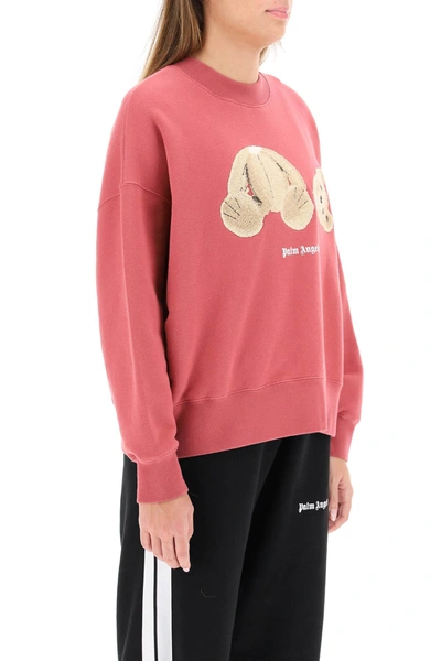 Shop Palm Angels Bear Patch Oversized Sweatshirt In Pink