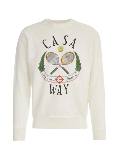 Shop Casablanca Tennis Club Printed Sweatshirt In White