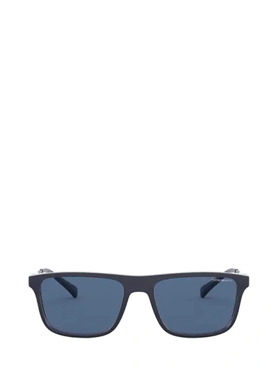 Shop Emporio Armani Rectangular Frame Sunglasses In Blue