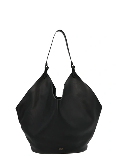 Shop Khaite Lotus Logo Printed Medium Tote Bag In Black
