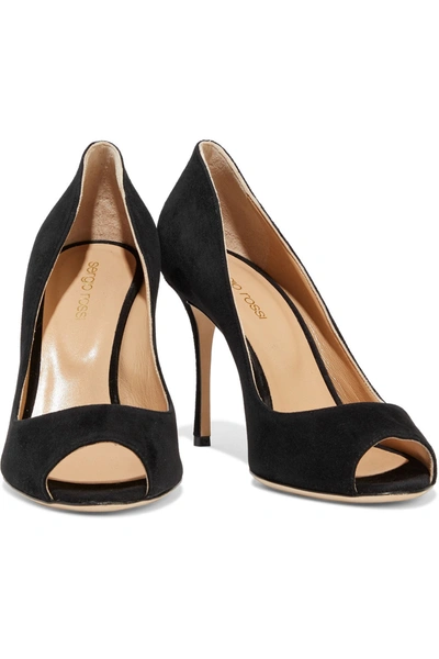 Shop Sergio Rossi Godiva Suede Pumps In Black