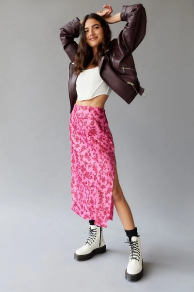 Urban Outfitters Uo Edy Satin Midi Skirt In Floral Multi ModeSens