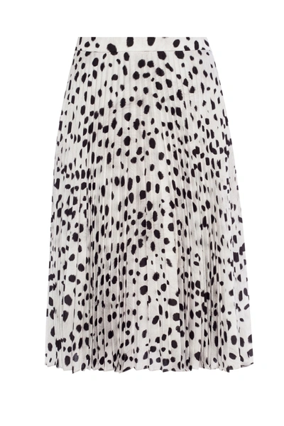 Shop Burberry Ladies Dalmatian Print Crepe Pleated Skirt, Brand Size 12 (us Size 10) In Black,white