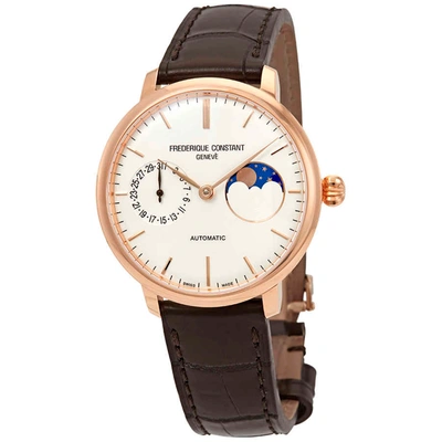 Shop Frederique Constant Slimline Moonphase Automatic Mens Watch Fc-702v3s4 In Brown,gold Tone,pink,rose Gold Tone,silver Tone