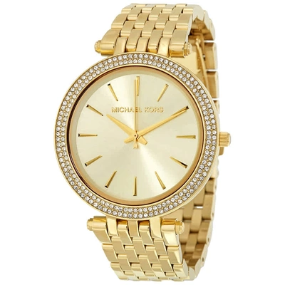 Shop Michael Kors Darci Glitz Gold Dial Pave Bezel Ladies Watch Mk3191