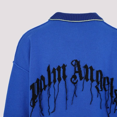 Shop Palm Angels Wool Bear Sweater In Blue