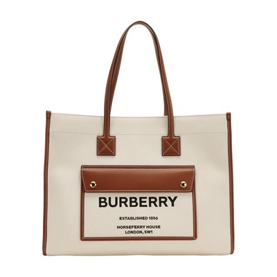 Shop Burberry New Tote Bag In Natural Tan
