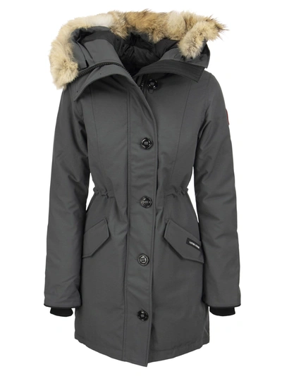 Shop Canada Goose Rossclair - Parka With Hood And Fur Coat In Graphite