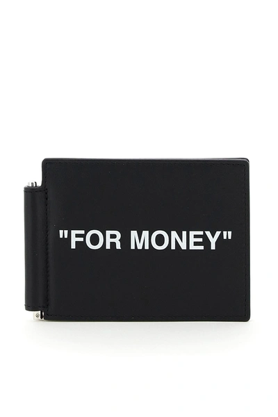 Shop Off-white For Money Print Quote Clip Wallet In Black White (black)