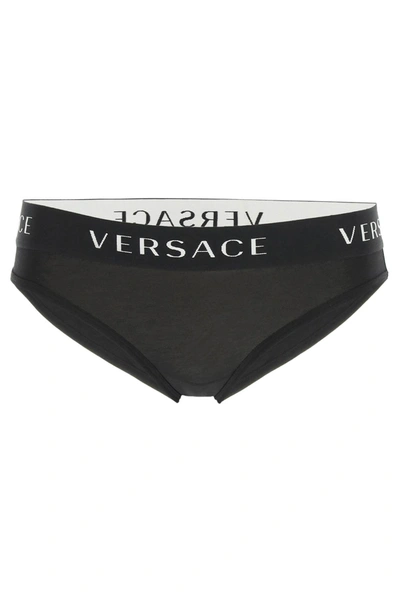 Shop Versace Cotton Underwear Briefs In Black (black)