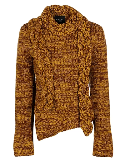 Shop A.w.a.k.e. Multi Braid Sweater In Yellbrown