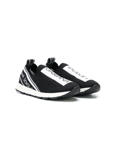 Shop Dolce & Gabbana Logo Sock-style Sneakers In Black