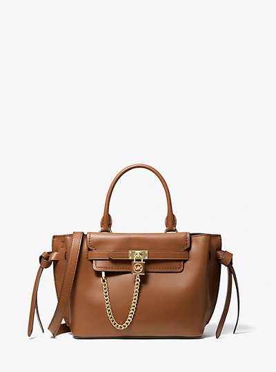 Michael Kors Hamilton Legacy Small Leather Belted Satchel In Brown