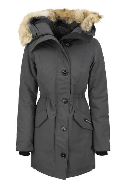 Shop Canada Goose Rossclair - Parka With Hood And Fur Coat In Graphite